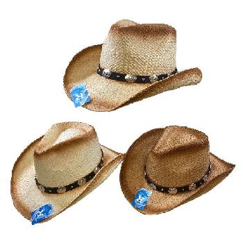 Classic Woven Cowboy Hat[Round Silver Medallions on Band]